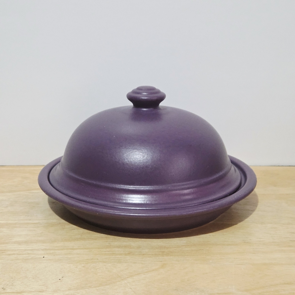 Pfaltzgraff Round Covered Butter Dish Purple